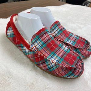 Lands' End Red and Green Plaid Women's Slippers